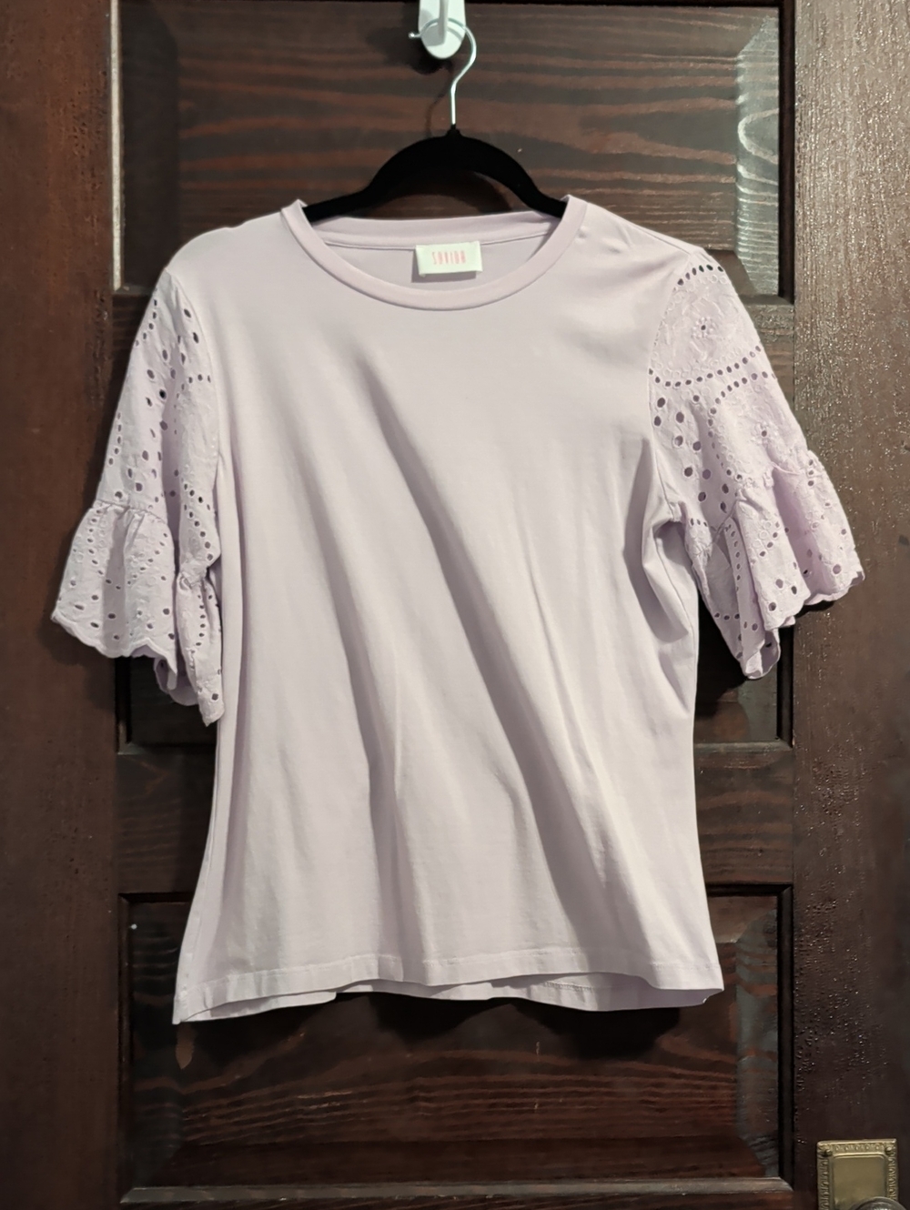Women’s Lavender Eyelet Sleeve Short-Sleeve Tee